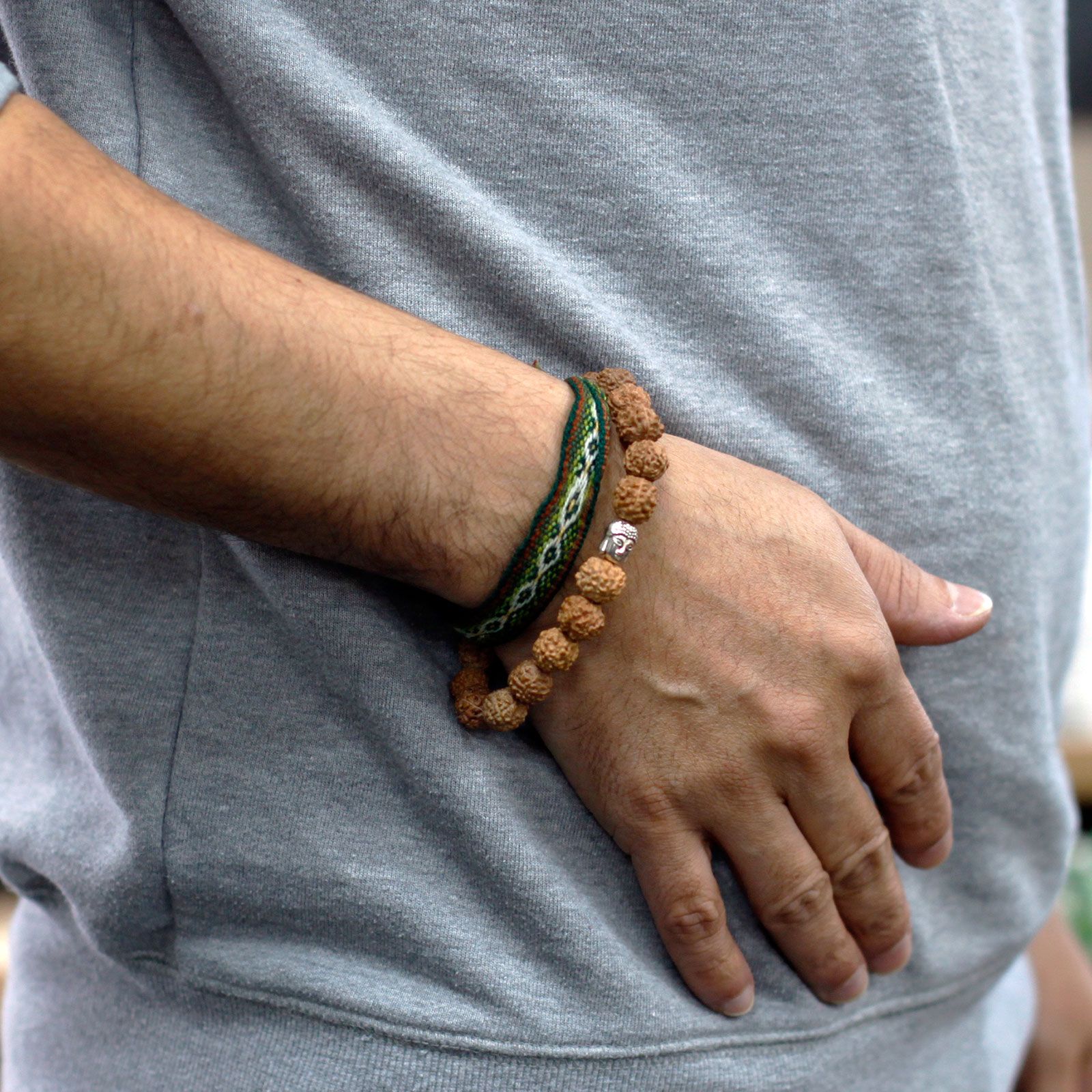 Rudraksha Brazalete de Buda Japa Mala - Natural - Imagen 5