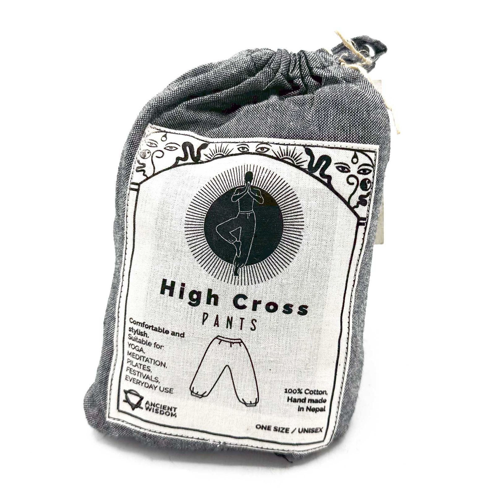 Pantalones de yoga y festival - Estampado Himalayan High Cross en gris - Imagen 2
