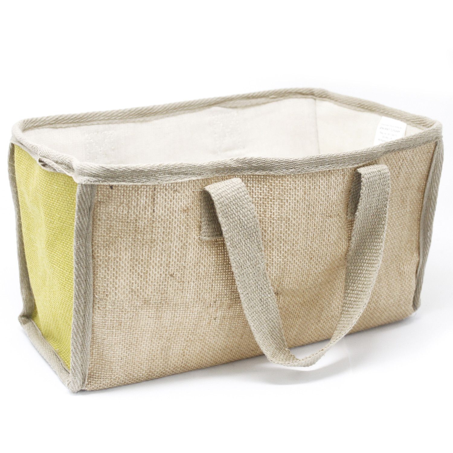 Cesta grande de yute - 33x18x20cm - Amarillo - Imagen 2