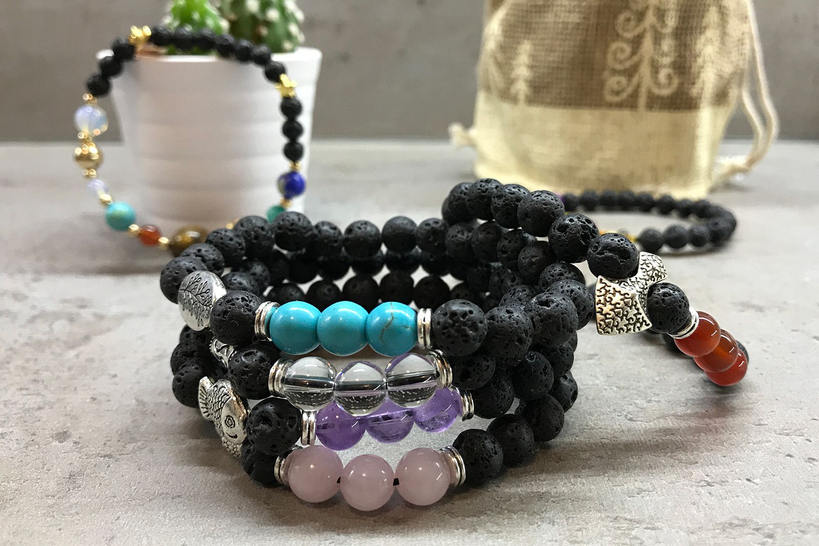 Pulsera de Piedra de Lava - Elefante - Chakra - Imagen 3