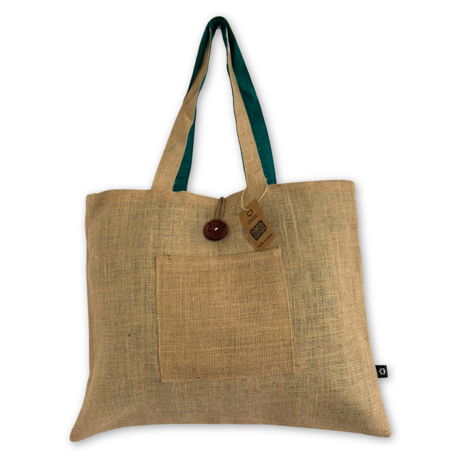 Bolsa Grande Reversible de Yute y Algodón - Verde Azulado (7717C) - Imagen 2