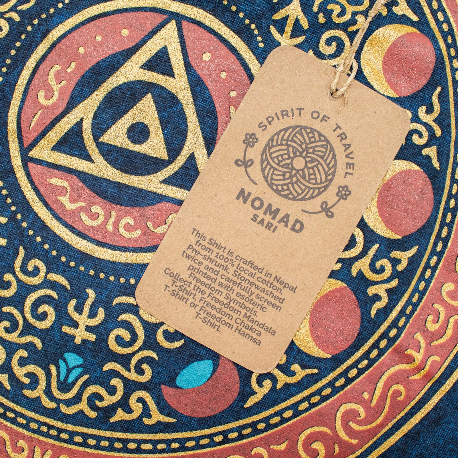 Nomad Sari Stonewashed Cotton T-Shirt - Mantente salvaje, hijo de la luna - Azul - Mediano - Imagen 3