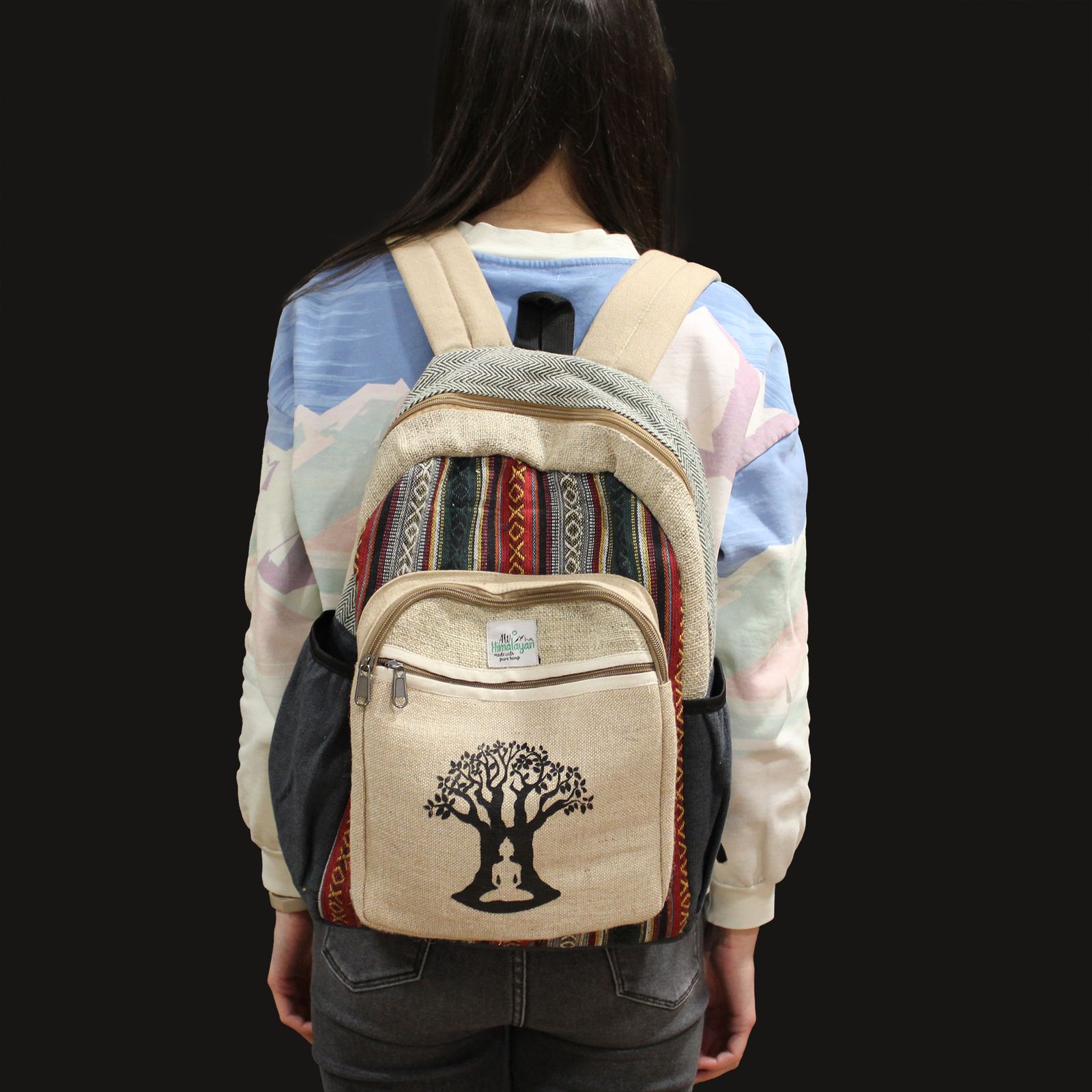 Mochila Grande De Cáñamo - Bohdi Tree Design - Imagen 4