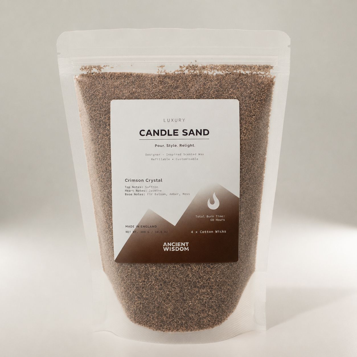 Vela perfumada de arena - Marrón Mocha - Cristal Carmesí - 300 g - Imagen 2