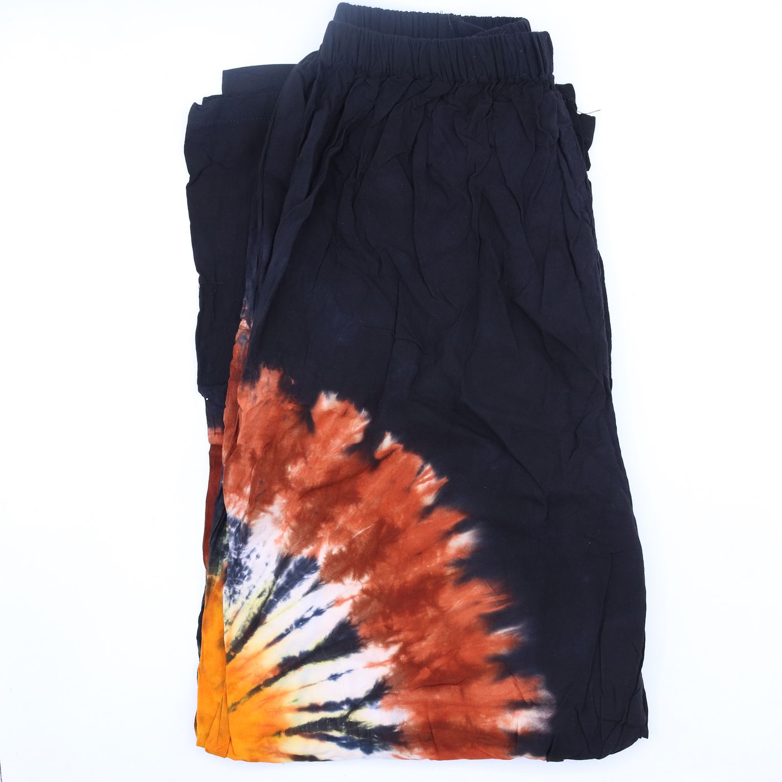 Pantalones de estilo japonés para estar en casa - negro chocolate y naranja - M - Imagen 7