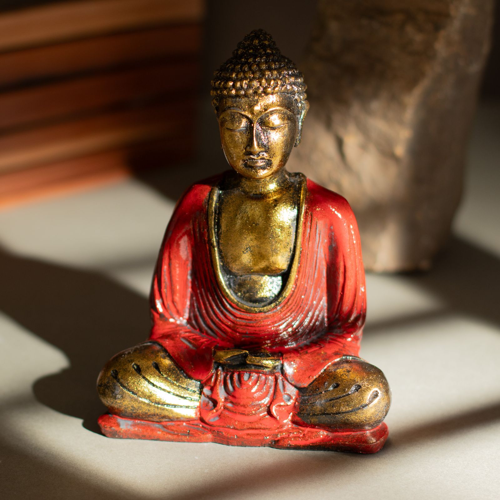 Buddha Rojo y Oro - Med - Imagen 5
