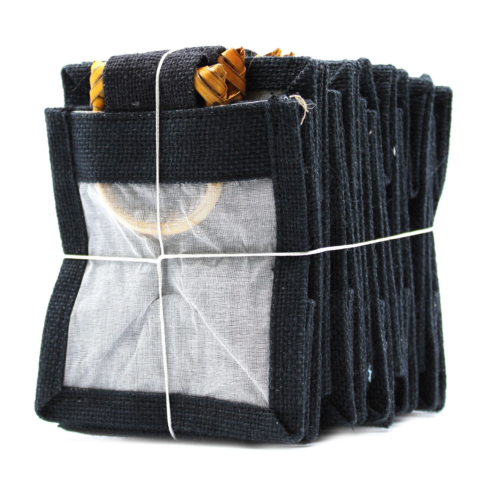 Bolsa de regalo de yute puro y algodón Negro - 1 Ventana - Imagen 3