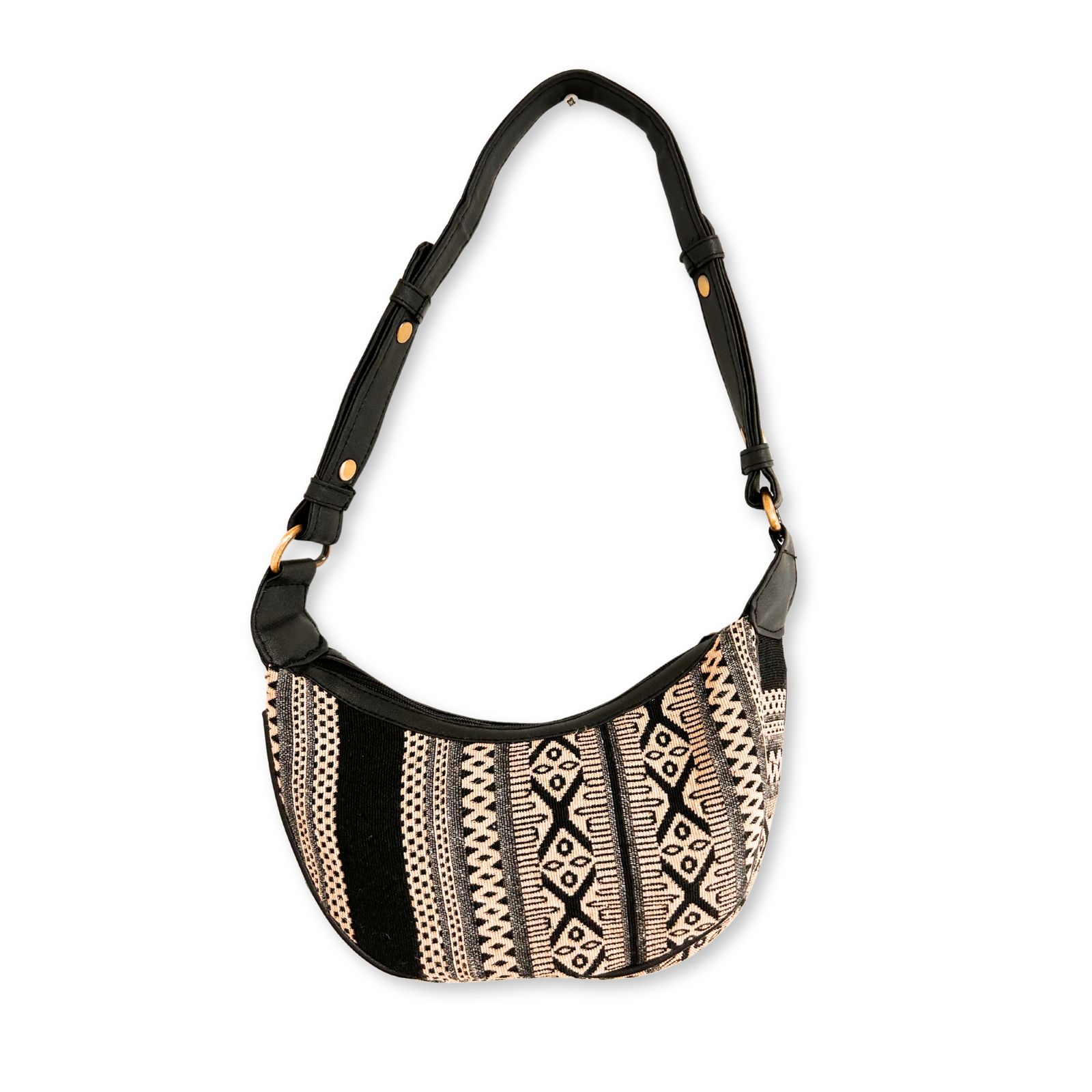 Bolso Hobo de Jacquard - Gris Metro (correa negra) - Imagen 3