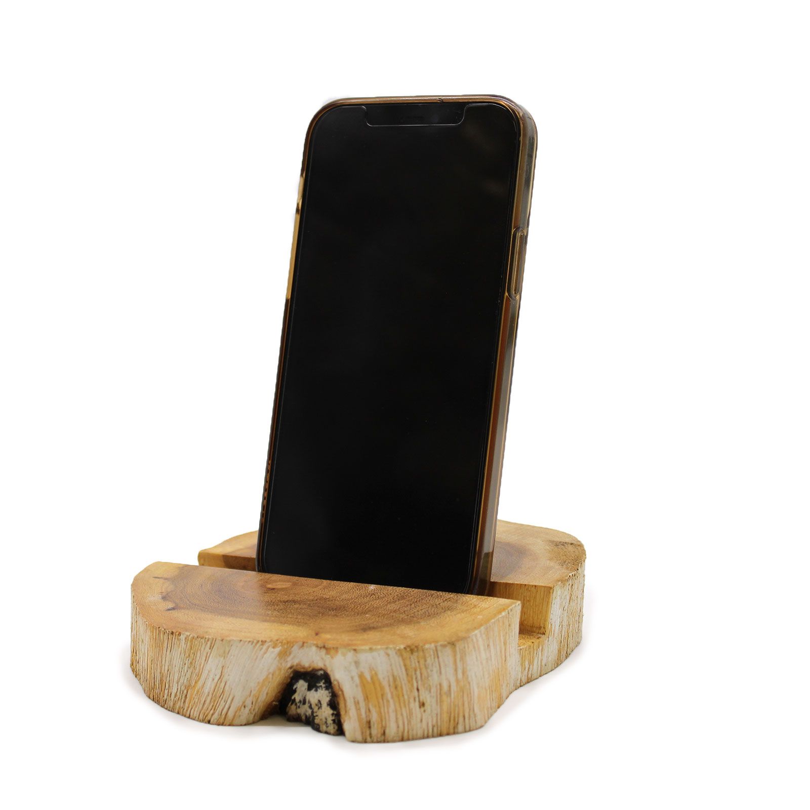 Lrg Gamal Wood Phone Holder - Whitewash - Imagen 8