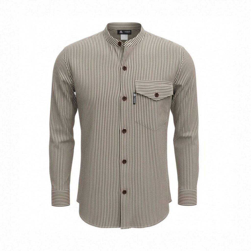 Nomad Sari Grandad Shirt - Piedra Gris - Mediano