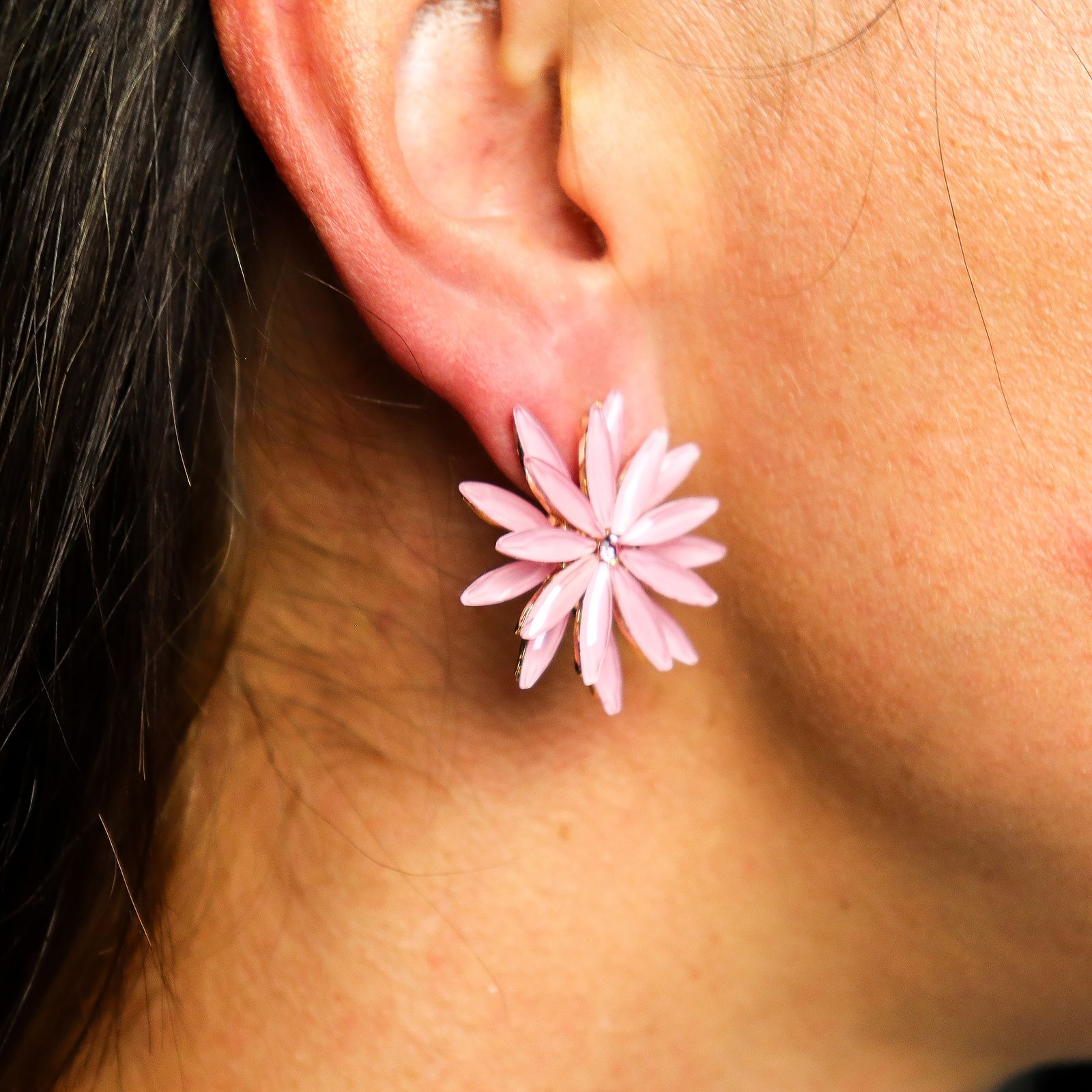 Pendientes de Cristal Vintage - Flores - Cuarzo Rosa - Imagen 6