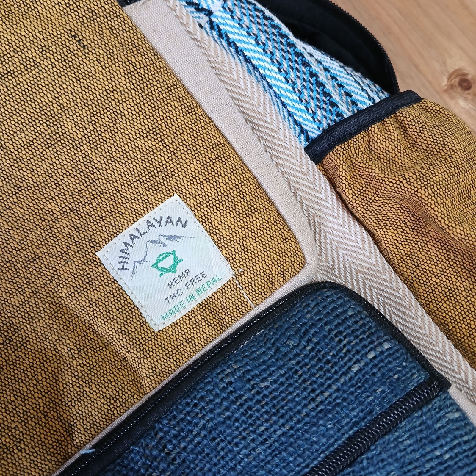 Mochila grande de cáñamo - Teal & Tumeric - Imagen 2