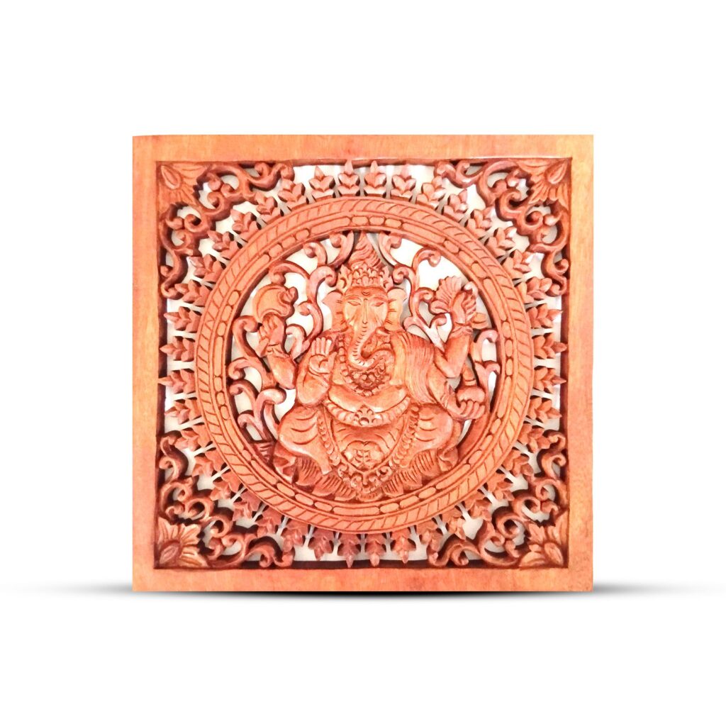 Panel Decorativo de Madera con Buda Cuadrado 30x30cm