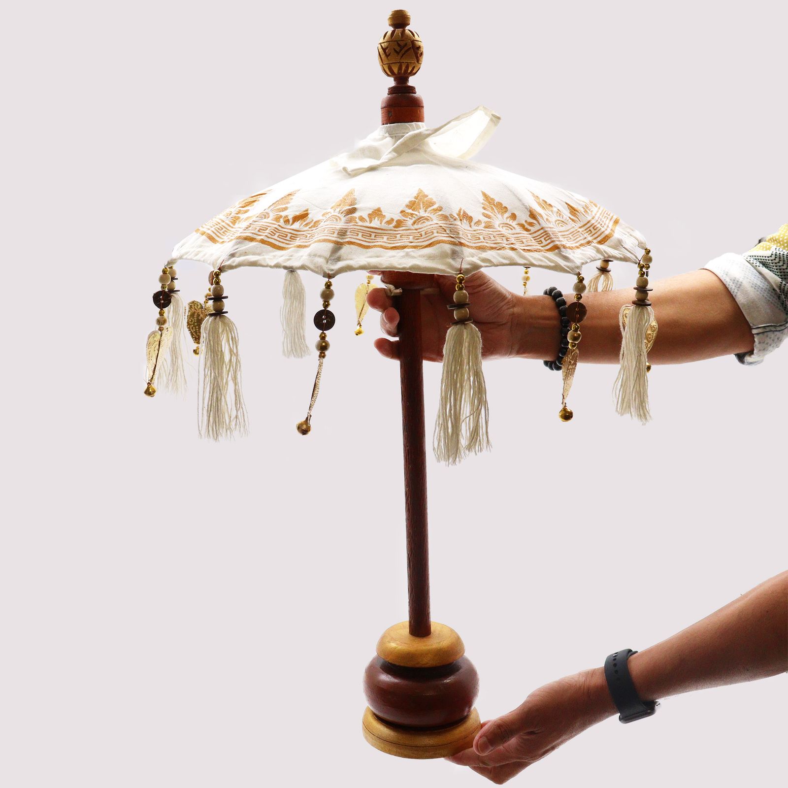 Sombrilla Bali Decoracion de Hogar - Lona - Decoración Dorada - 40cm - Imagen 6