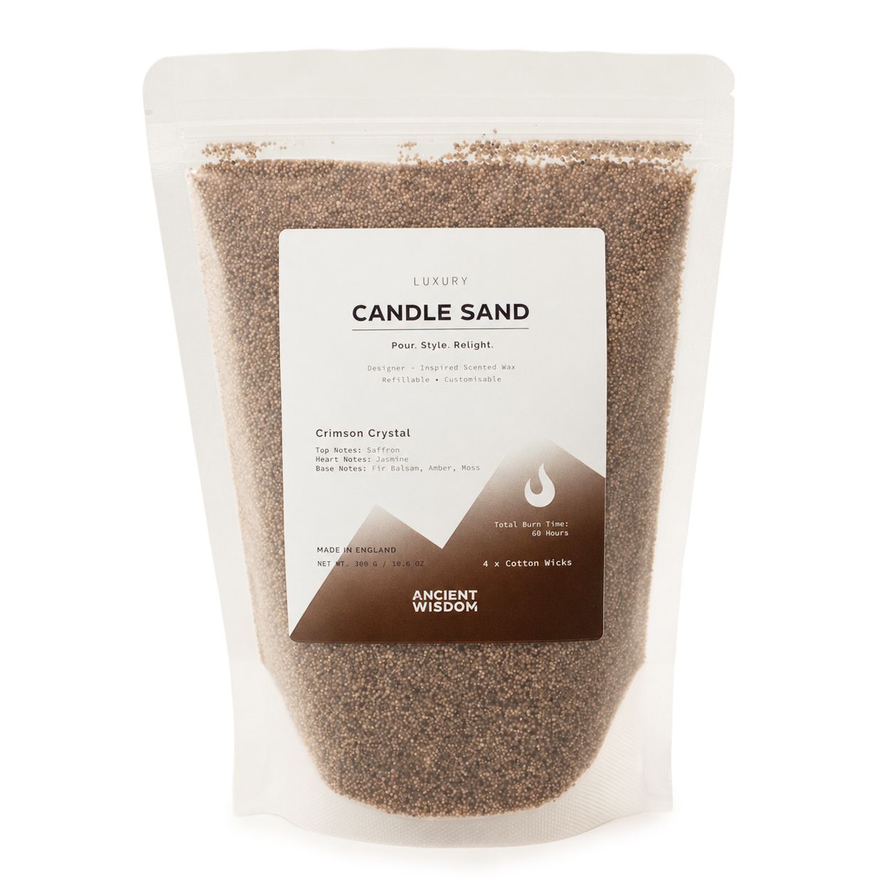 Vela perfumada de arena - Marrón Mocha - Cristal Carmesí - 300 g - Imagen 3