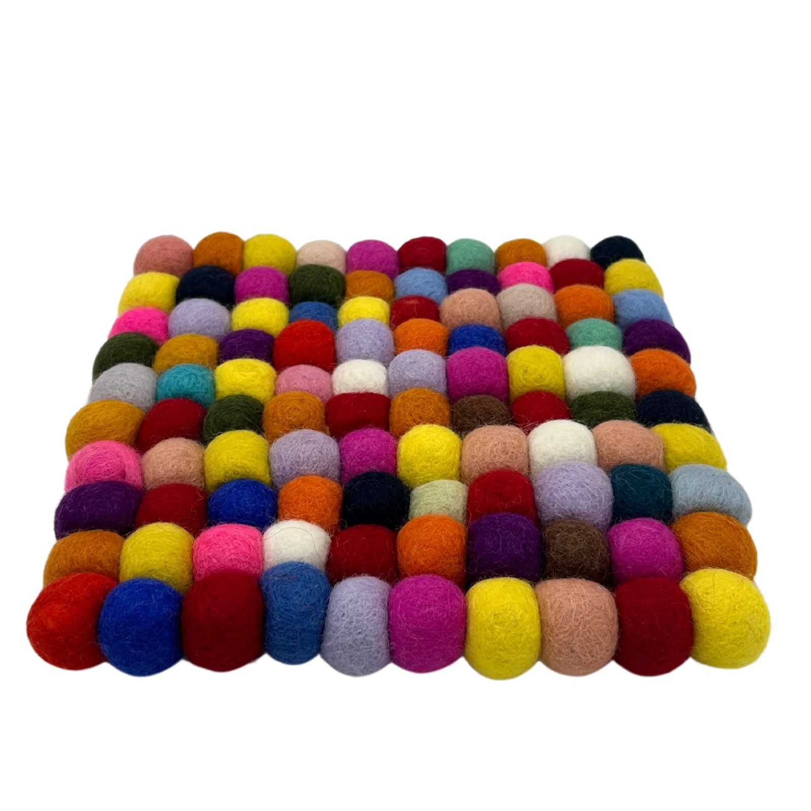 Mantel individual cuadrado de bolas de fieltro - 20 cm multicolor - Imagen 2