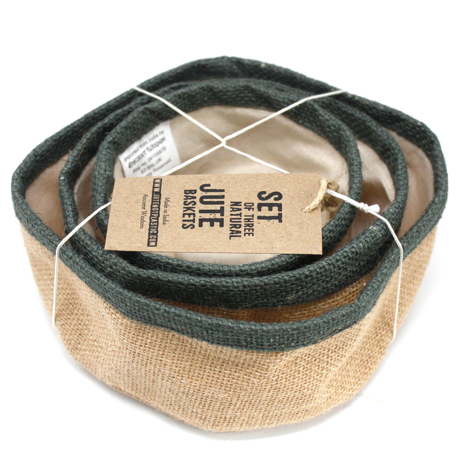 Conjunto de 3 cestas de yute natural - Carbón - Imagen 4