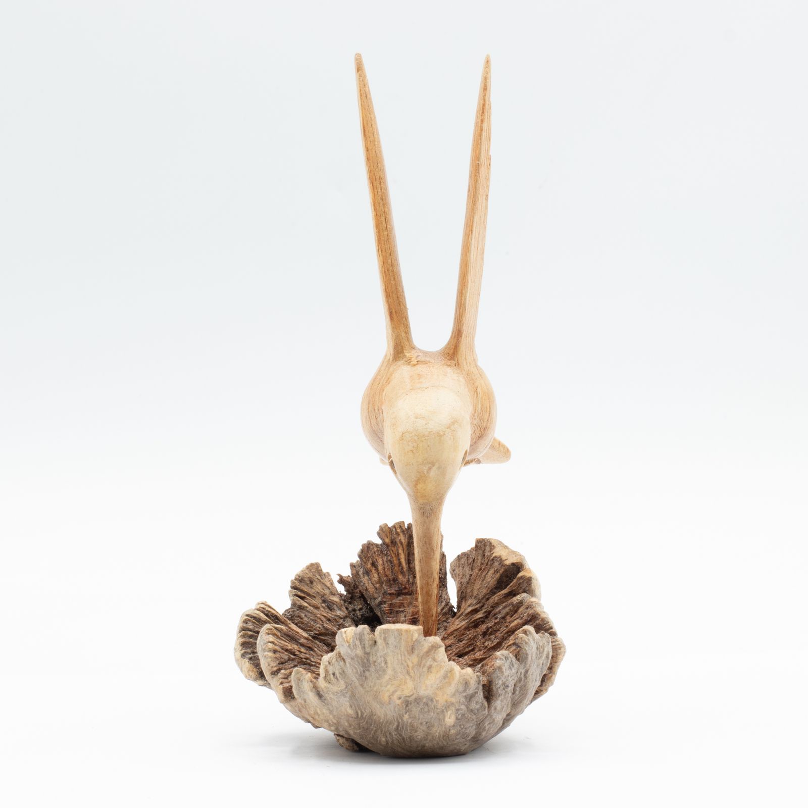 Hecho a mano Tallado artístico en madera parásita - Colibrí bebedor de néctar - Imagen 2
