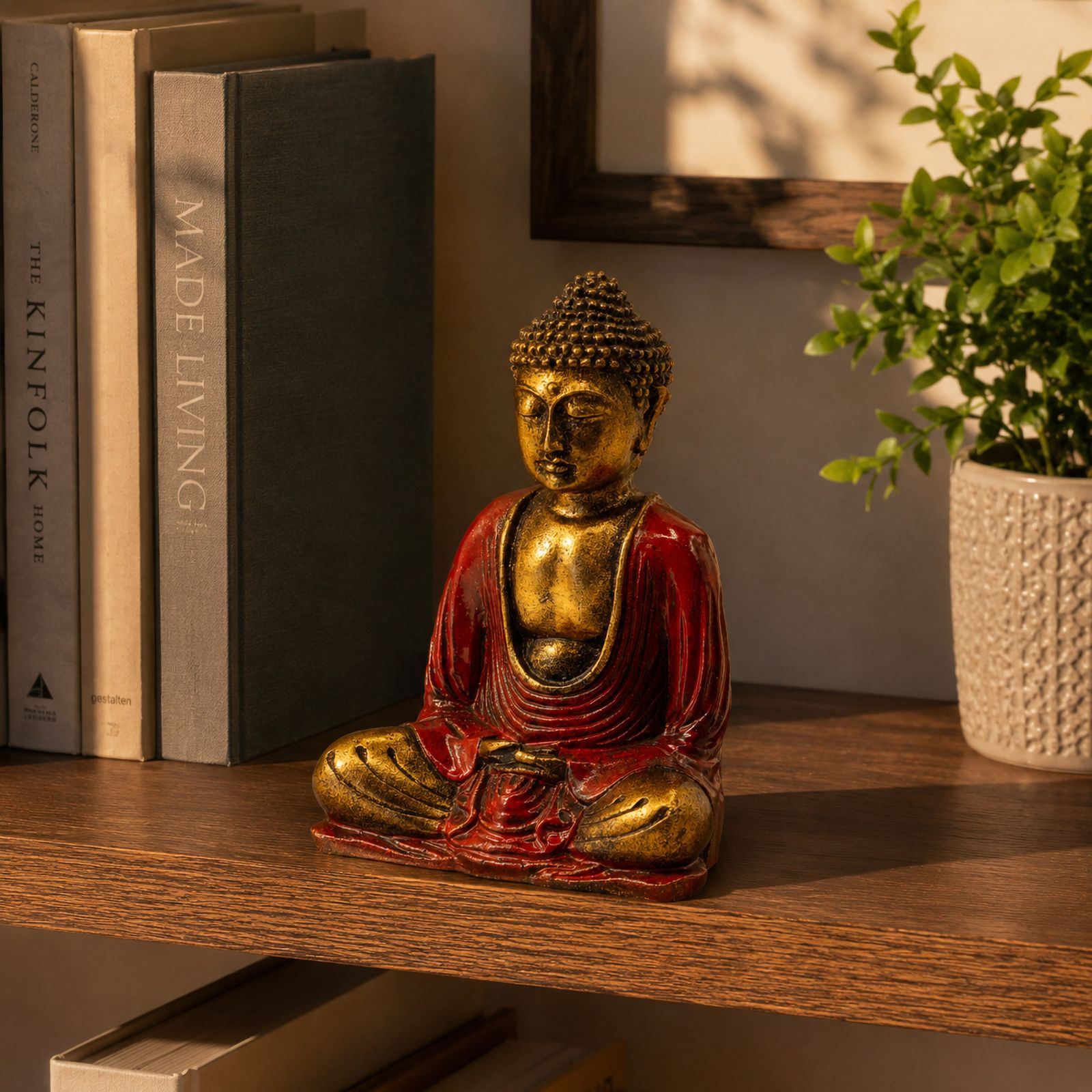 Buddha Rojo y Oro - Med - Imagen 2