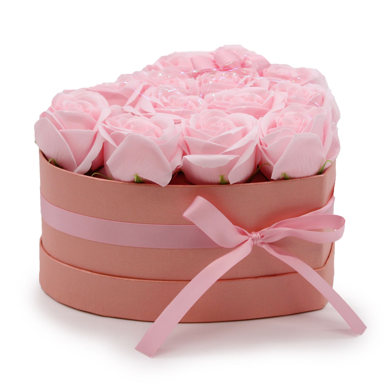 Caja de Regalo - Flor de Jabón 13 Rosas Rosas - corazon - Imagen 2