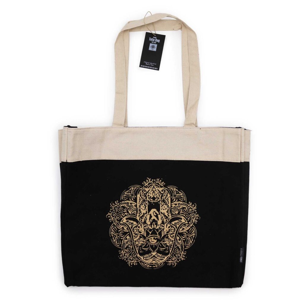 Bolso Tote Extragrande Chocolate Lavado a la Piedra 14 oz - Mano de Fátima de la Libertad