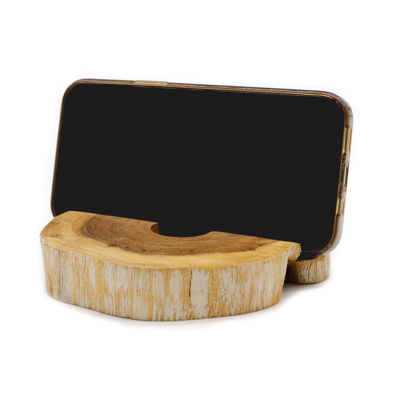 Lrg Gamal Wood Phone Holder - Whitewash - Imagen 6