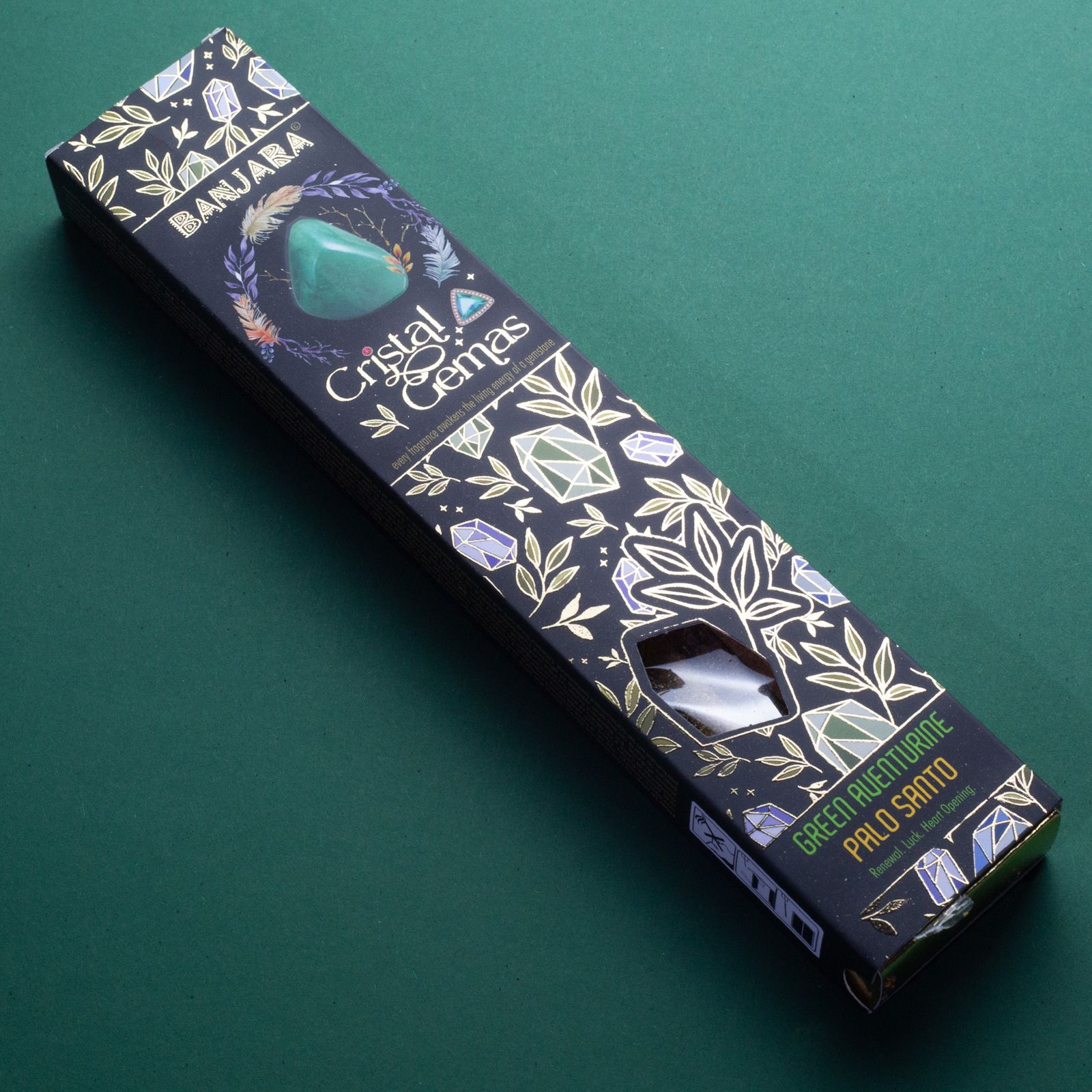 Banjara Cristal Gemas Varitas de Incienso - Aventurina Verde Palo Santo - Imagen 2