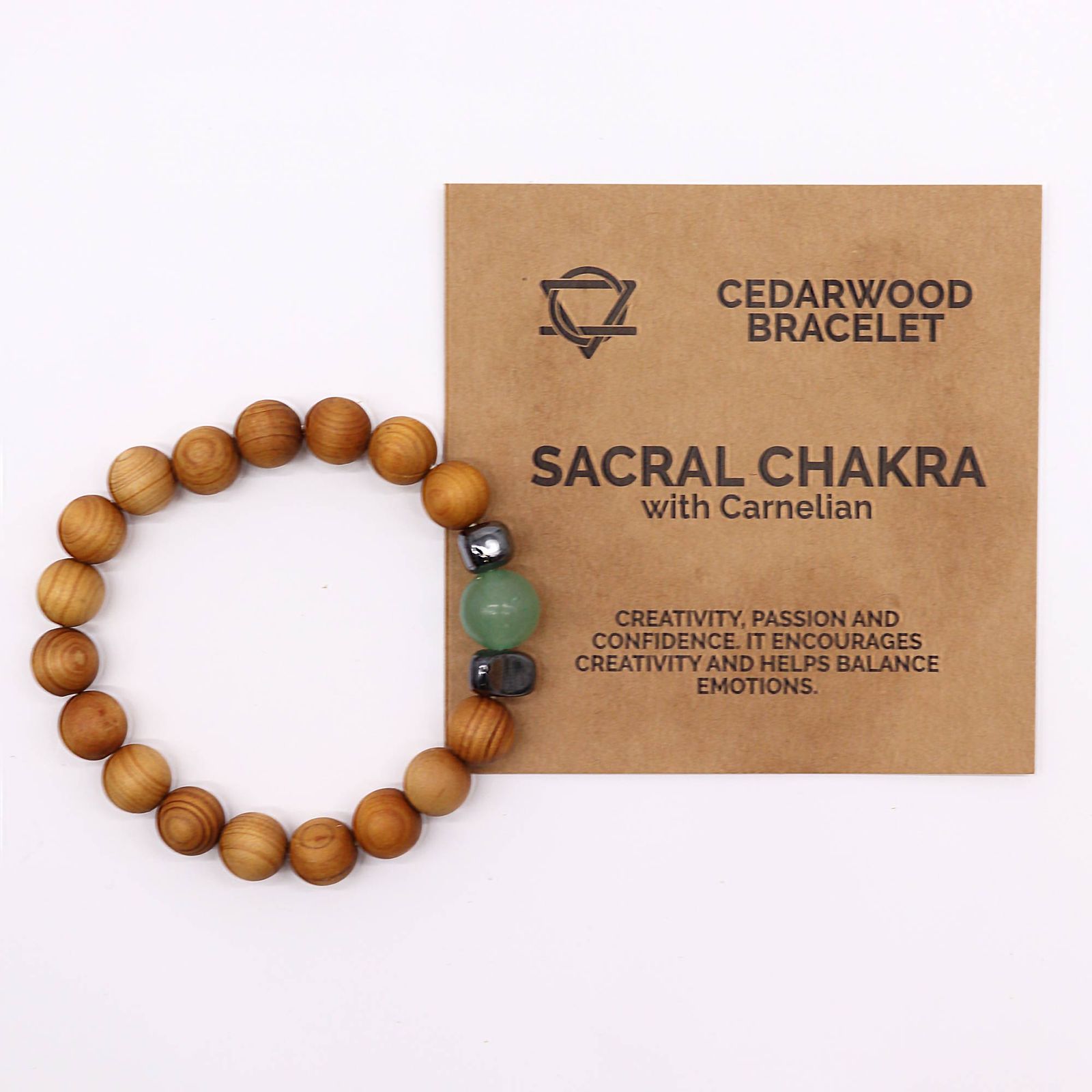 Pulsera de Cedro - Chakra Sacro - Aventurina Verde - Imagen 4
