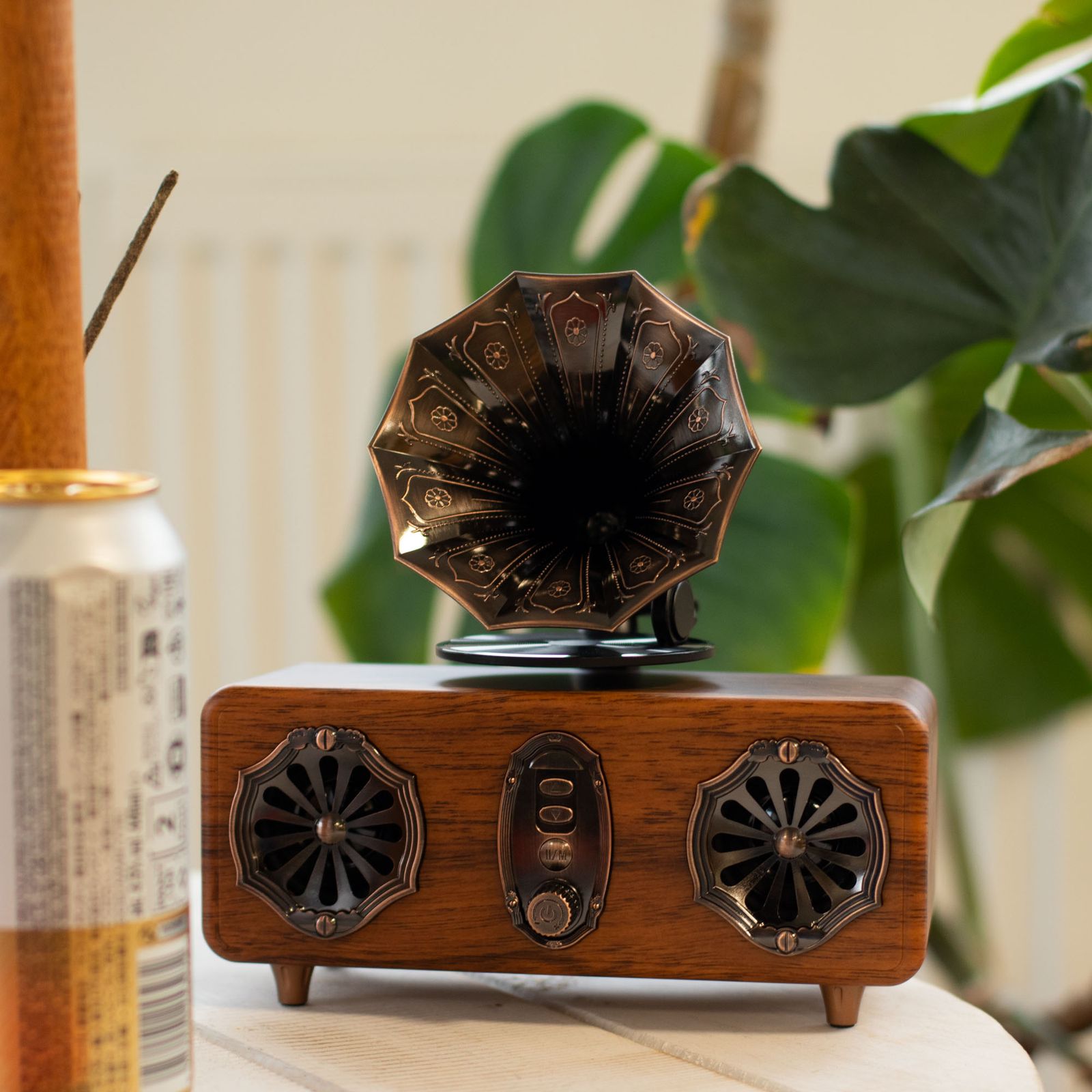 Altavoz de gramófono doble mini retro - Bluetooth - 5,4 vatios x 2 - Imagen 9