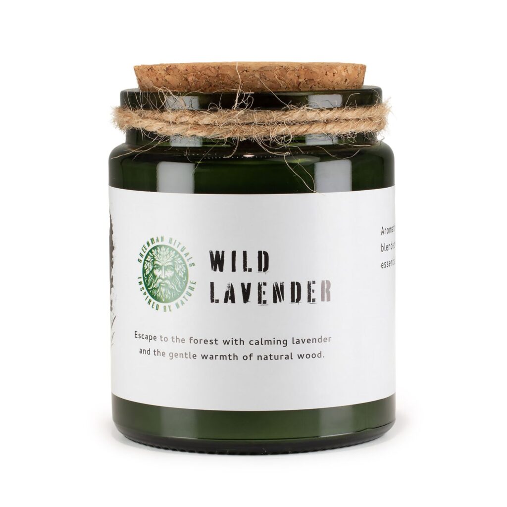 Vela de soja Woodwick Greenman - Lavanda Silvestre