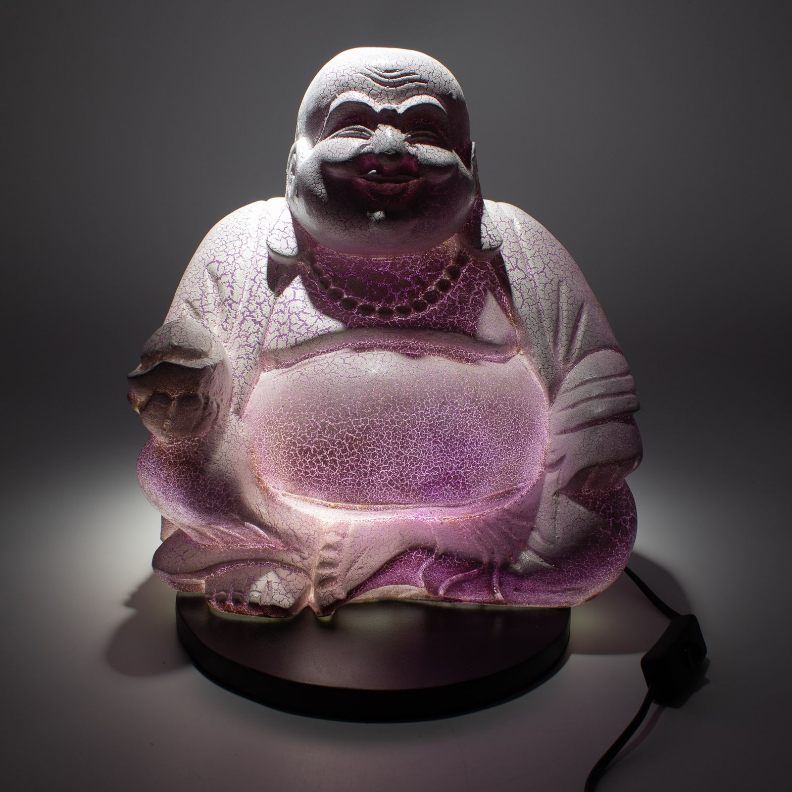 Lámpara del Buda risueño - Lavanda craquelada - Soporte redondo - Imagen 4