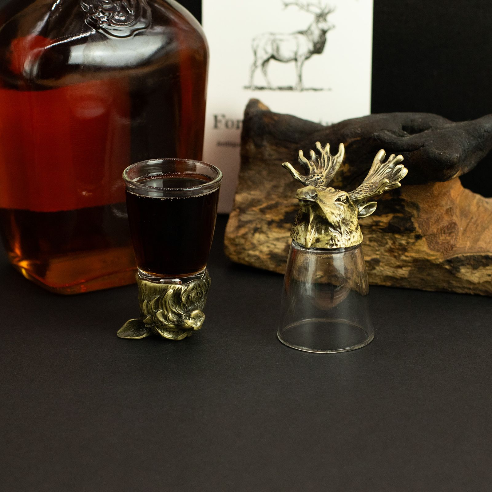 Conjunto de regalo de 12 vasos de chupito Bottom Up (25ml) - Bosque y Criaturas Místicas - Bronce Antiguo - Imagen 10