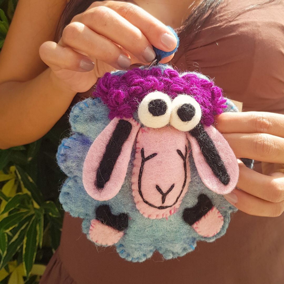 Bolsa de cremallera de fieltro con oveja feliz de colores frescos (3 surtidos) - Imagen 4