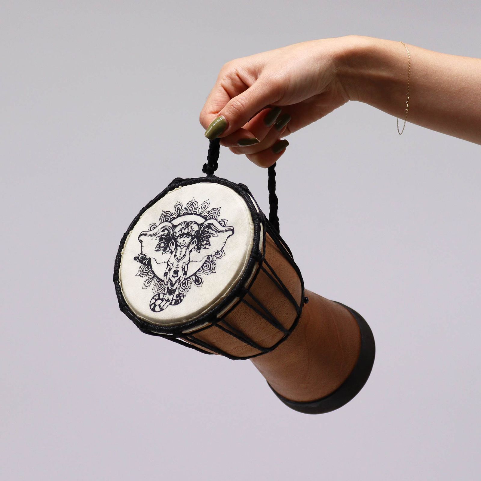 Tambor Djembe hecho a mano con tapa ancha - 20cm - Imagen 5
