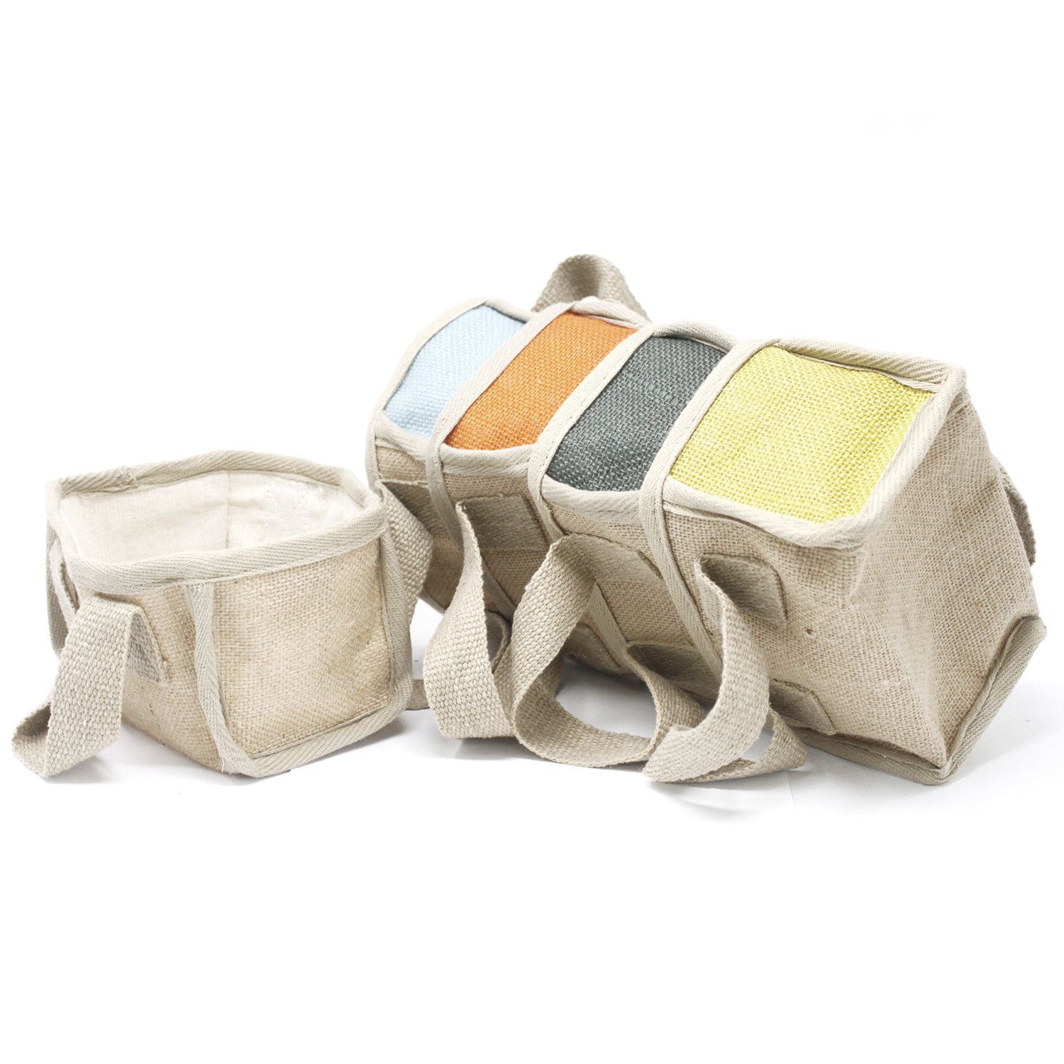 Cesta pequeña de yute - 16x10x12cm - Amarillo - Imagen 3