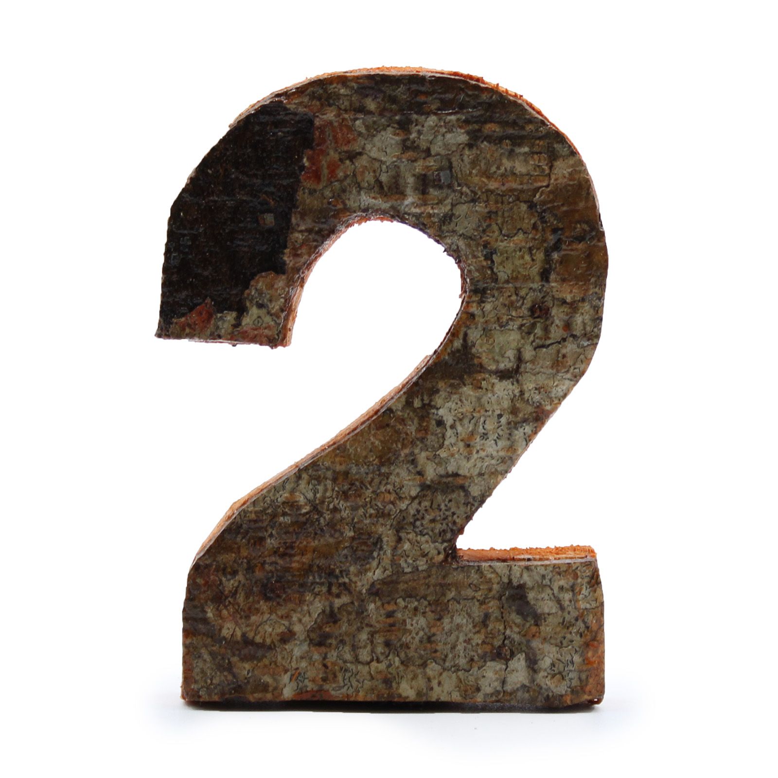 Número de corteza rústica - "2" (12) - Pequeño 7cm