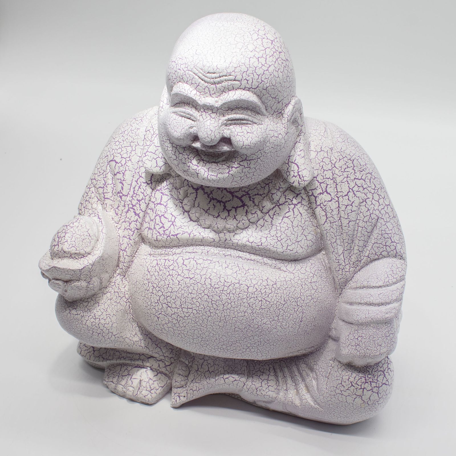 Lámpara del Buda risueño - Lavanda craquelada - Soporte redondo - Imagen 5