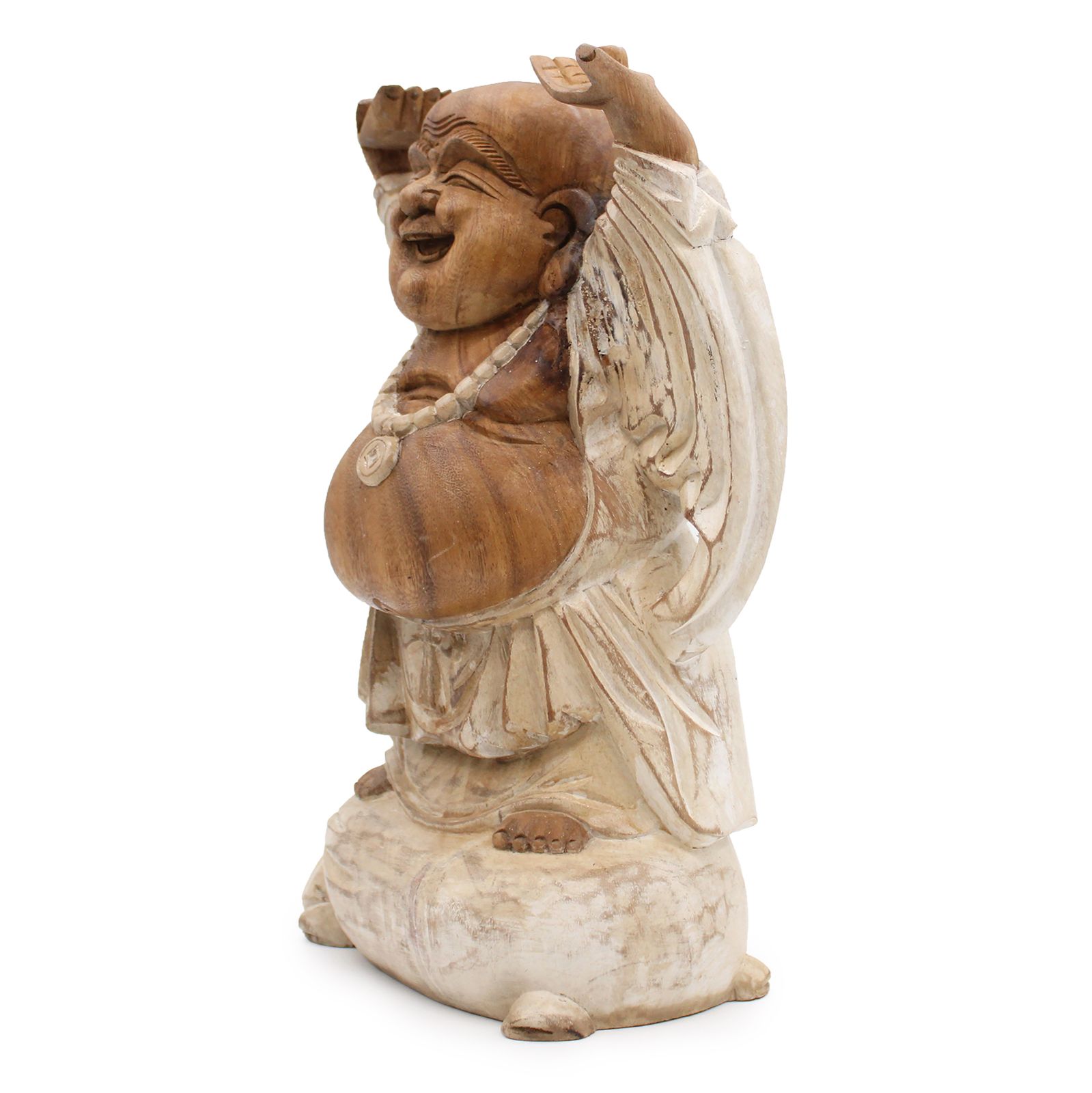 Happy Buddha Hands Up - Whitewash 40cm - Imagen 4