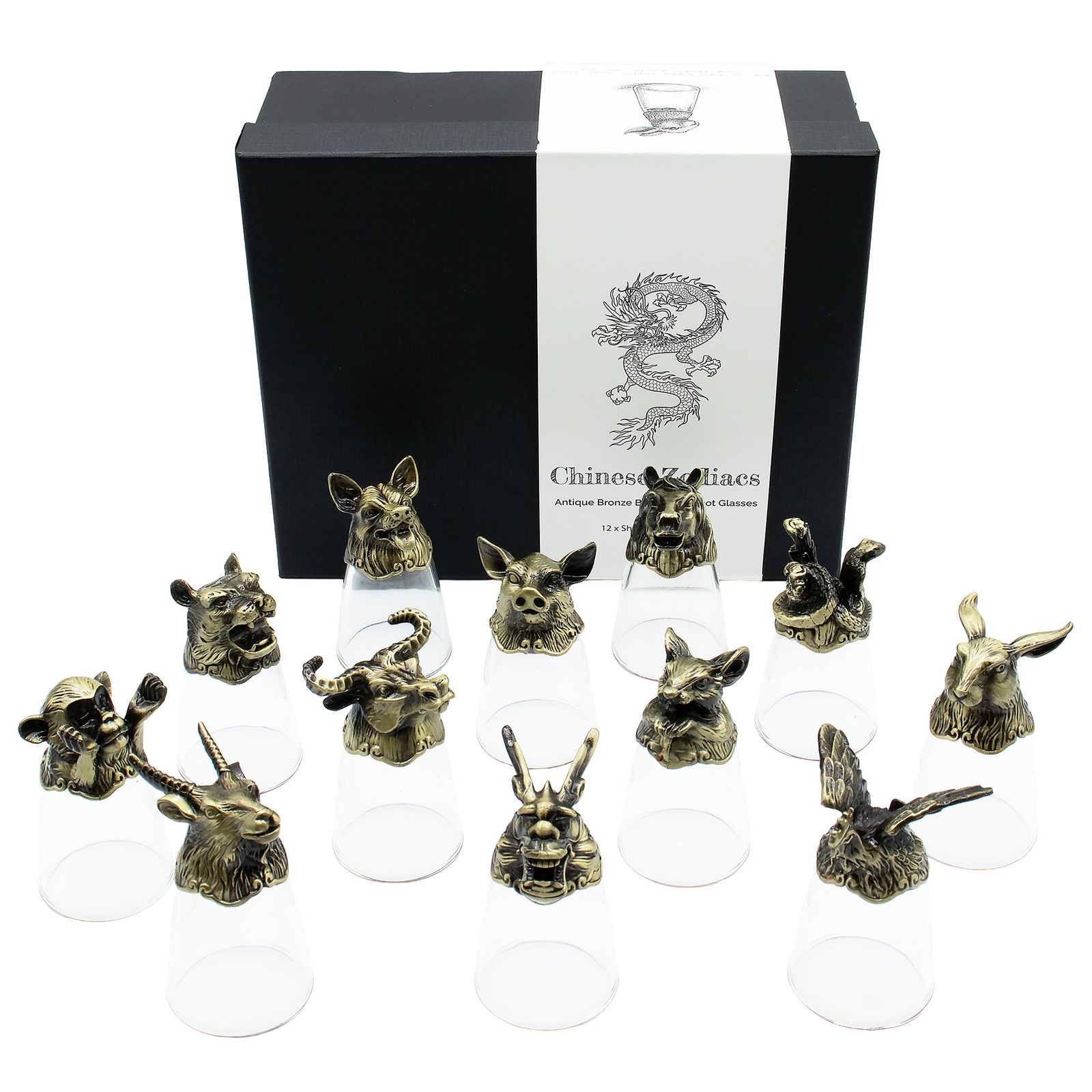 Vasos de chupito Bottom Up (25ml) - Bosque y Criaturas Místicas - Bronce Antiguo