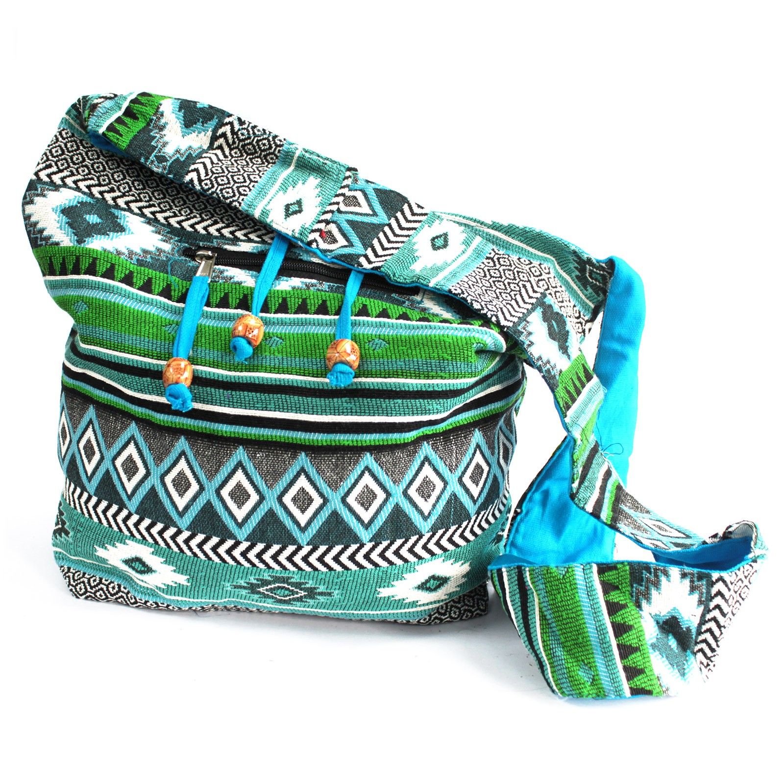 Bolso Jacquard - Bolso Estudiantil Verde Azulado