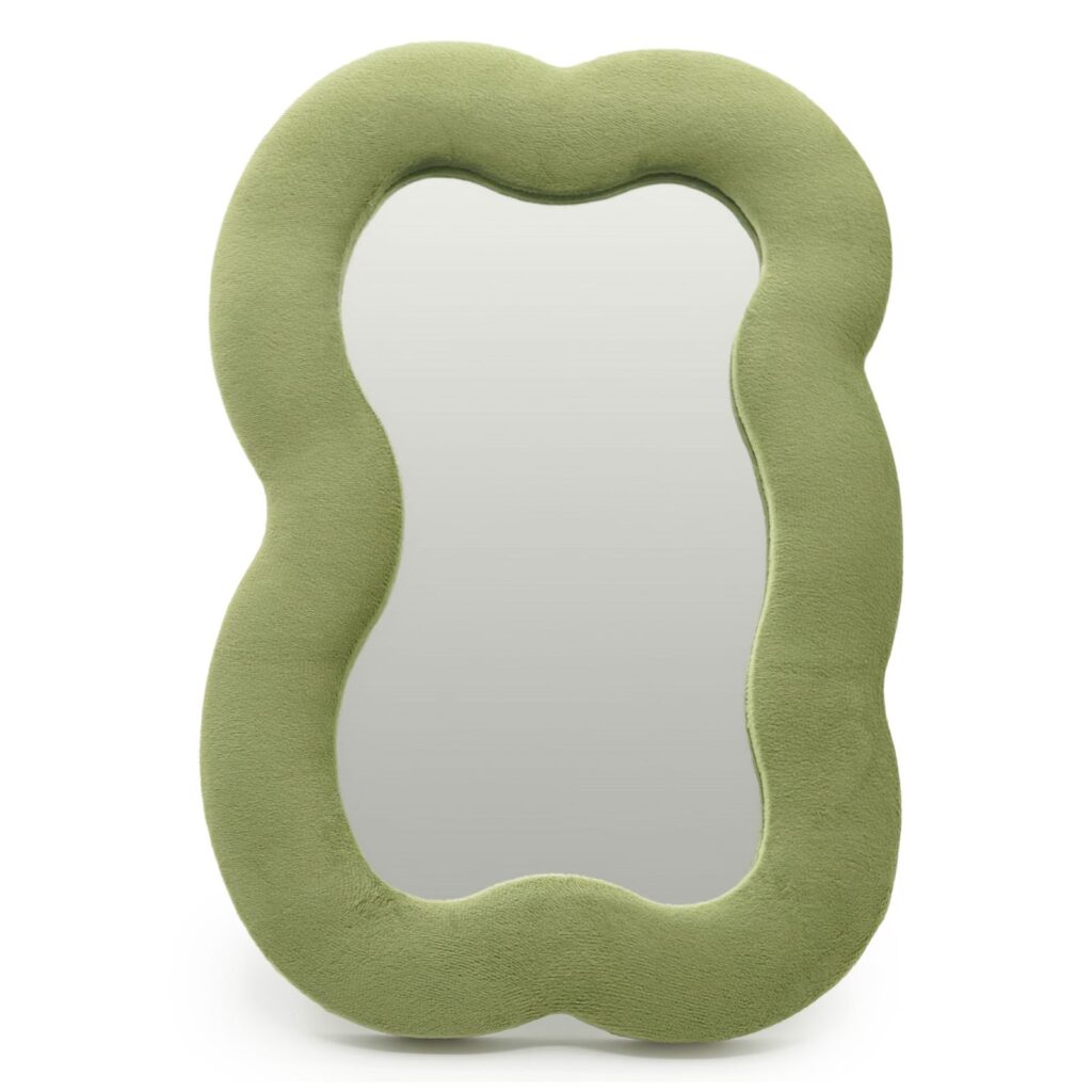Espejo suave ondulado - Nube grande - Verde musgo (33.4x23.5x2.3cm)