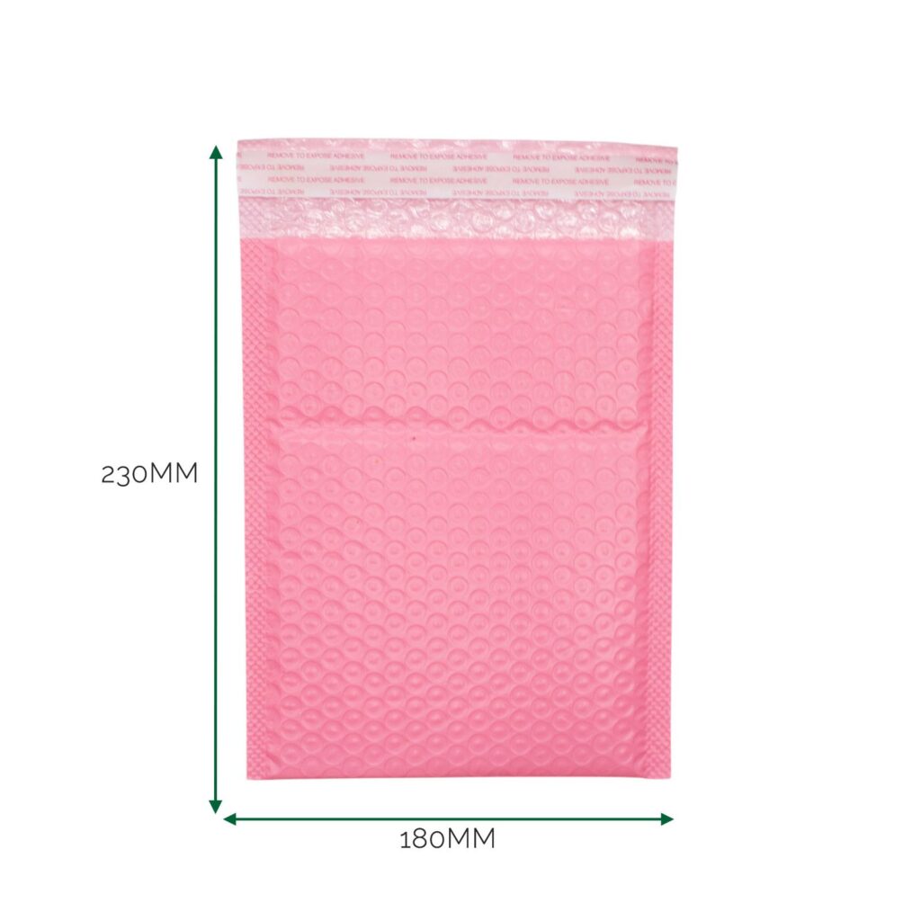 Sobre de burbuja de polietileno rosa (180x230+40mm)