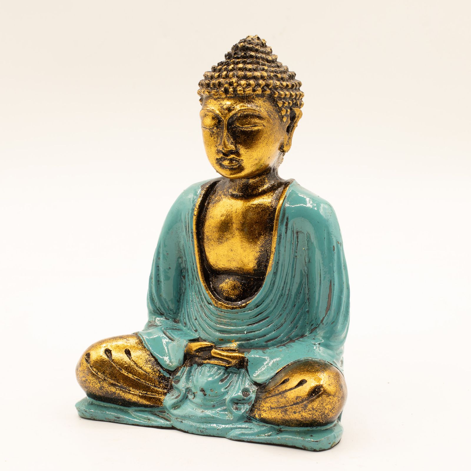 Buddha Verde Azulado y Dorado - Med - Imagen 5