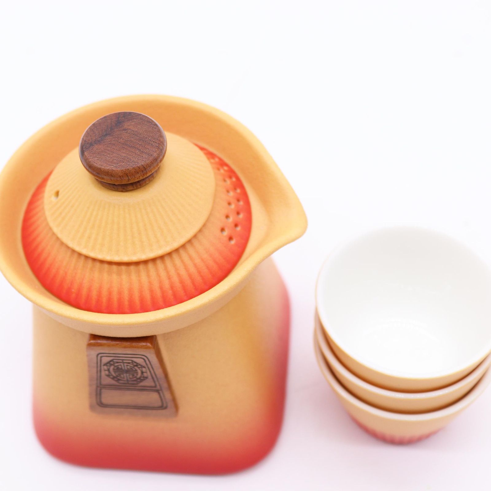 Juego de tetera Temple y tres tazas - Tierra Naranja - Imagen 4