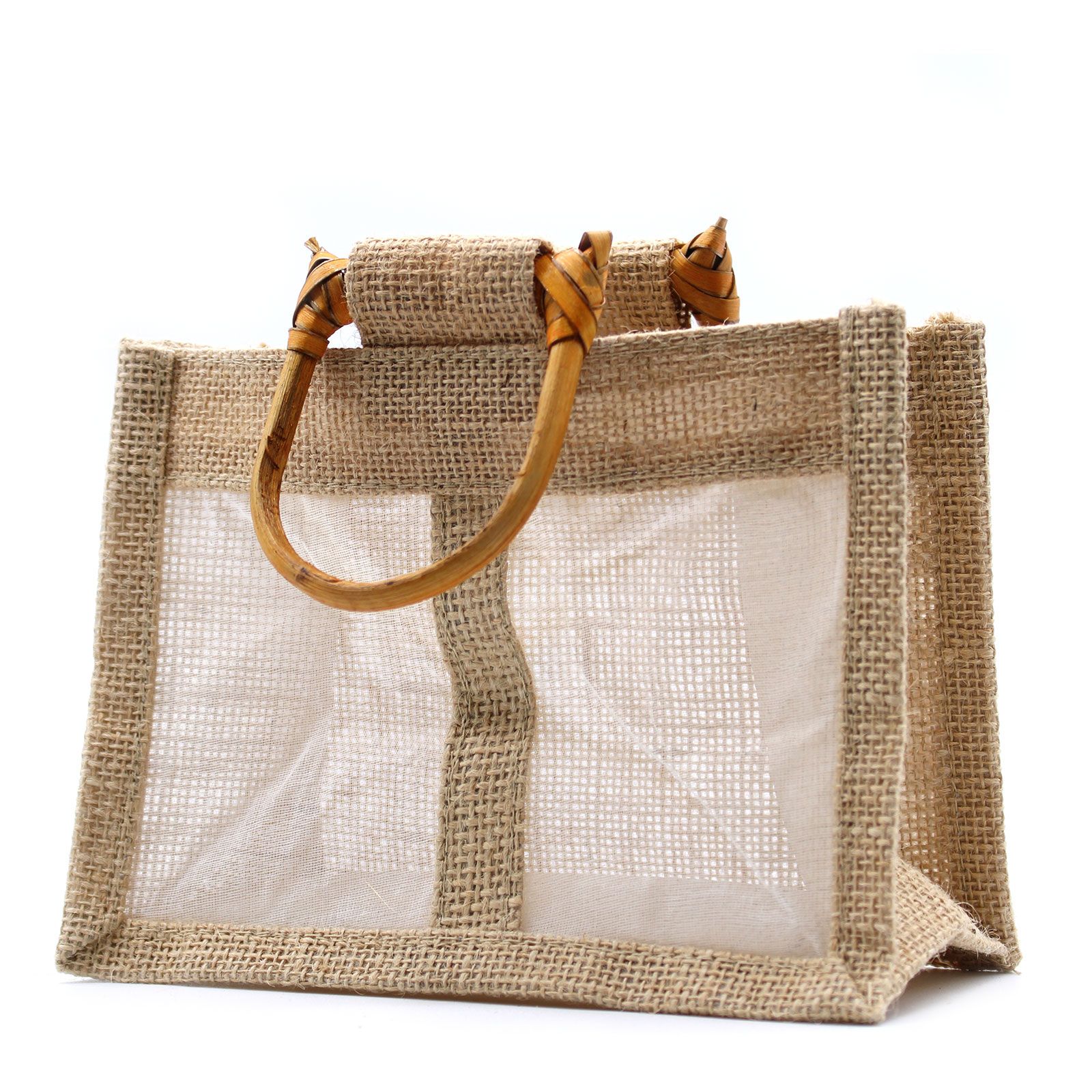Bolsa de Regalo con Ventana de Yute Puro y Algodón - 2 Ventanas - Imagen 3