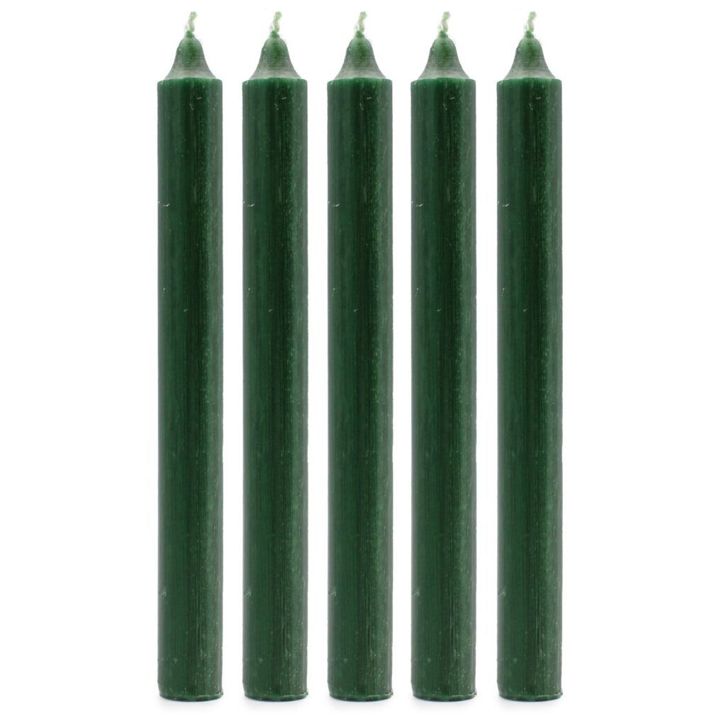 Velas a Granel de Color Sólido - Verde Acebo Rústico - Paquete de 10