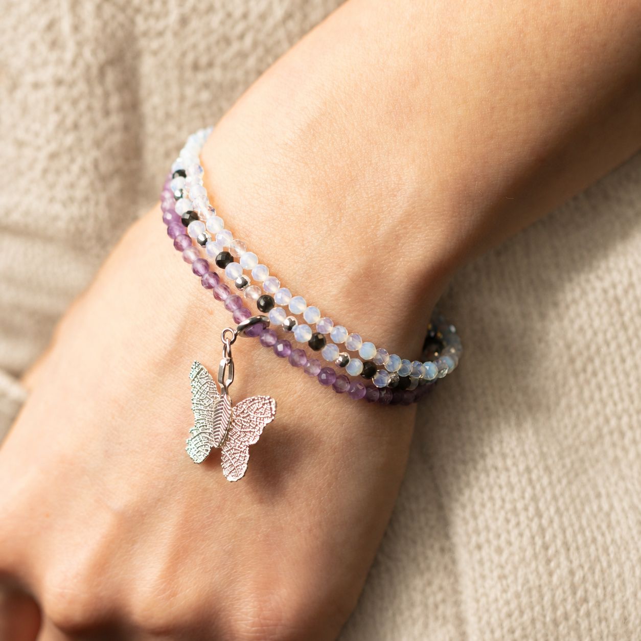 Conjunto de pulseras con piedras preciosas de ninfa espiritual - Luna llena - Imagen 4