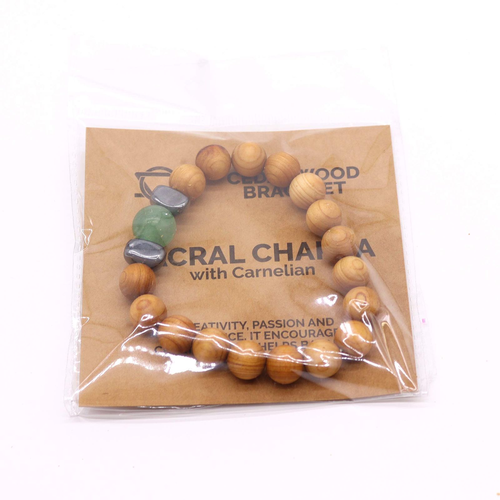 Pulsera de Cedro - Chakra Sacro - Aventurina Verde - Imagen 2