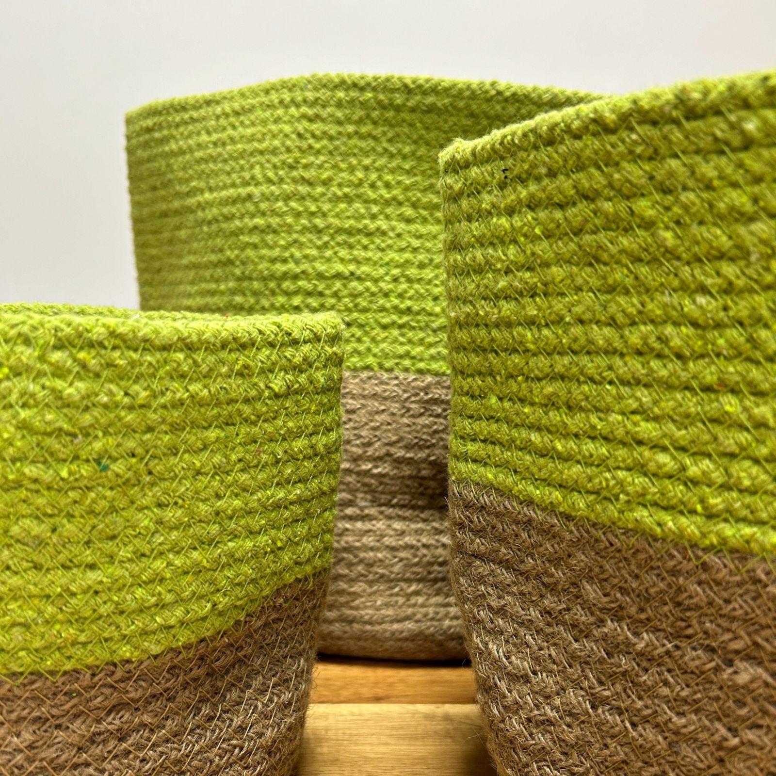 Conjunto de 3 cestas de almacenamiento de cuerda de algodón - Pistacho - Imagen 3