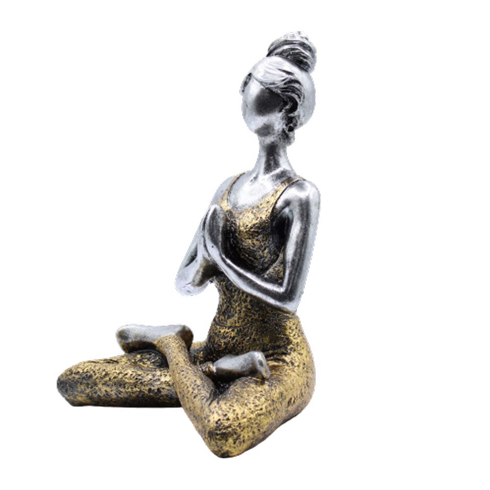 Yoga Lady Figure - Silver & Gold 24cm - Imagen 2